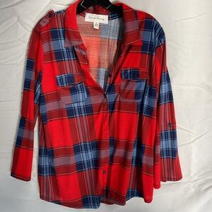 French Laundry Red and Blue Plaid Shirt